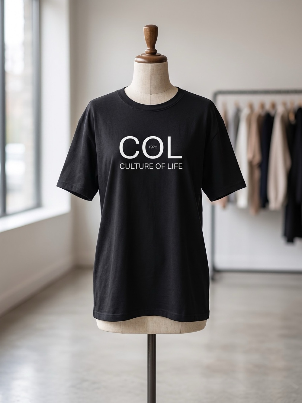 Culture of Life Brand 1972 Black 'Culture of Life' Crew Neck T-Shirt
